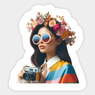 Snap! beauty girl with camera for photography Sticker